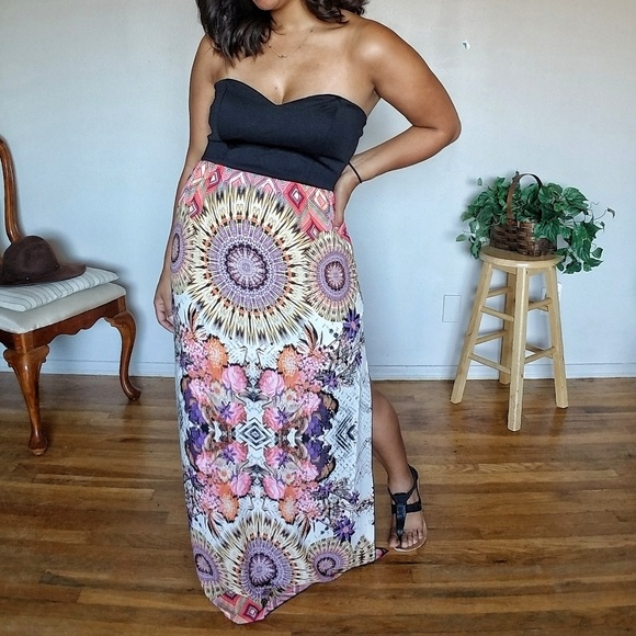 🏷CLEARANCE BOHO STRAPLESS SWEETHEART MAXI DRESS - Picture 4 of 5